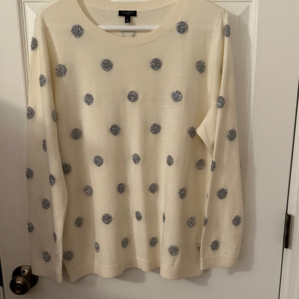 Talbots Cream Knit with Silver Accents excellent used condition